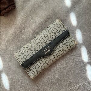 GUESS Monogram Black and Cream Wallet